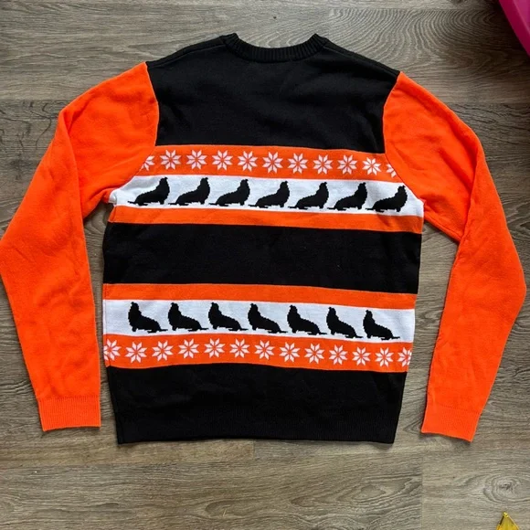 Giants Seals Orange White Black Fair Isle Sweater Men's size Large - Picture 3 of 5